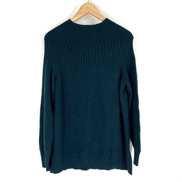 by Anthropologie Sweater Size Medium Womens Hunter Green Welford Tunic Knit Mock - Picture 4 of 8